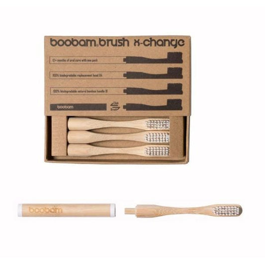 Boobam Brush X-Change Soft Adult Toothbrush 1 Handle & 4 Heads  1 set - 008 E bardhë