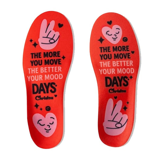 Christou Days Comfy Anatomical Adult Insoles Move Your Mood  1 palë - E kuqe