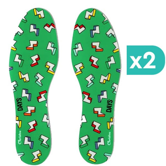 2x Christou Deodorizing Insoles Days Kids Fresh Thunderbolts Green No.23-29  2x1 palë