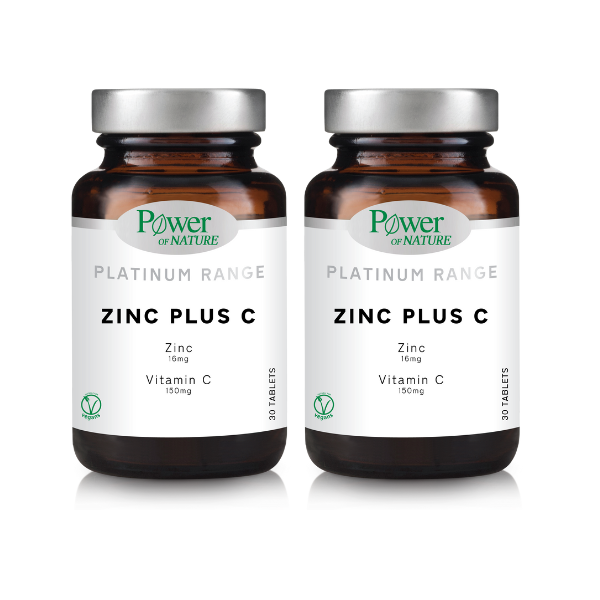 2x Power of Nature Platinum Range Zinc Plus C  2x30 tableta