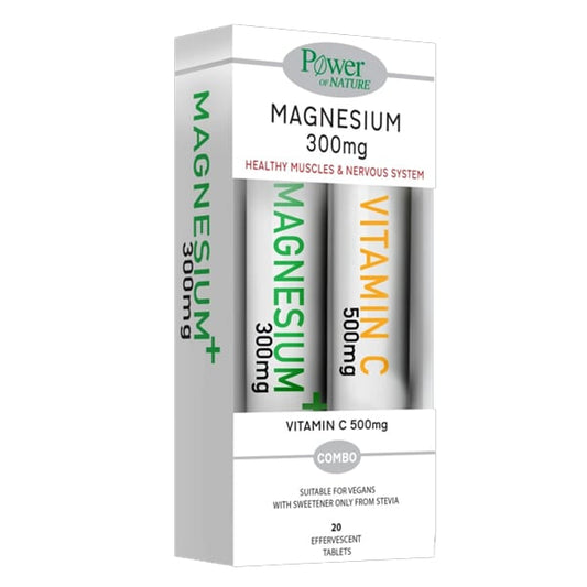 Power Health Promo Magnesium 300mg, 20eff.tabs & Free Vitamin C 500mg, 20eff.tabs  1 set