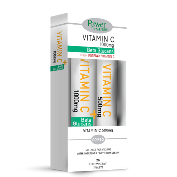 Power of Nature Promo Vitamin C + Beta Glucans 1000mg, 20eff.tabs & Vitamin C 500mg, 20eff.tabs  1 set