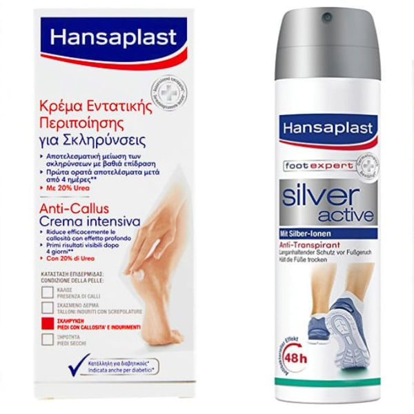Hansaplast Foot Expert Set with Anti-Callus Cream, 75ml & Free Silver Active Anti-Transpirant Foot Spray, 150ml  1 set
