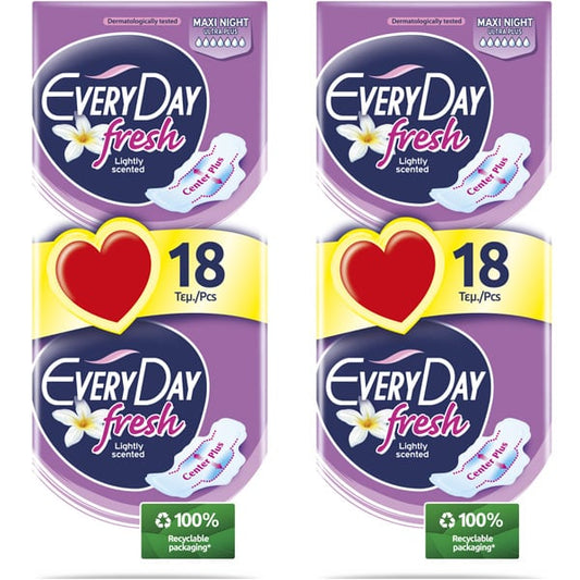 EveryDay Fresh Value Pack Maxi Night Ultra Plus Sanitary Pads  2x18 copë