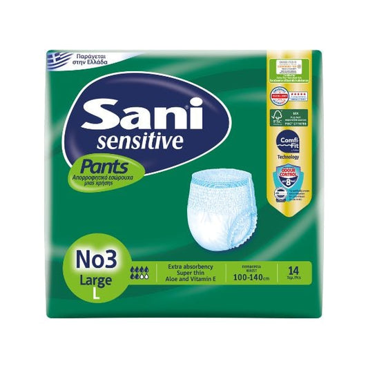 Sani Sensitive Pants Incontinence Underwear No3 Large  14 copë