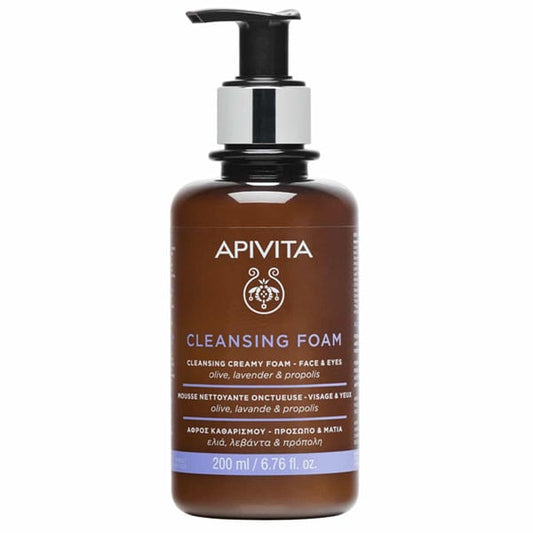 Apivita Cleansing Creamy Foam for Face & Eyes with Olive, Lavender & Propolis  200 ml
