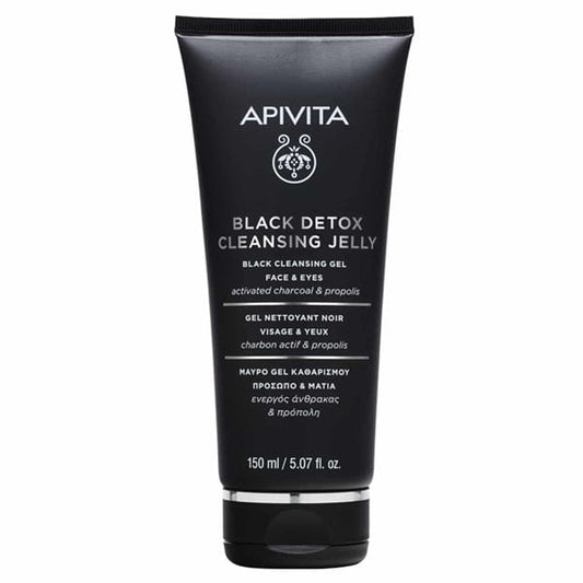Apivita Black Detox Cleansing Jelly Face & Eyes Activated Charcoal & Propolis  150 ml