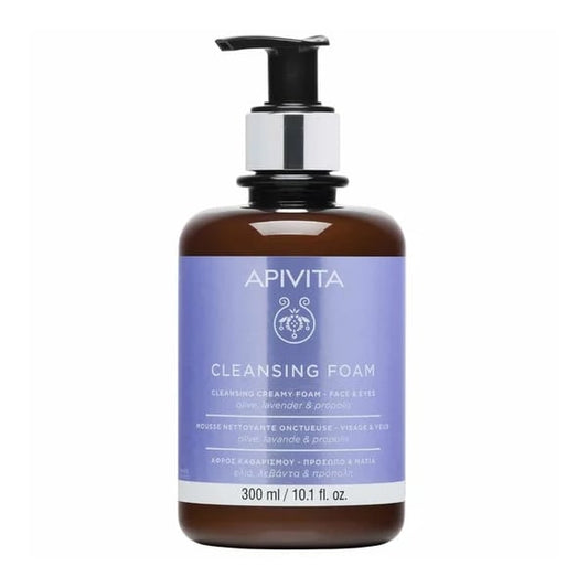 Apivita Cleansing Creamy Foam Face & Eyes with Olive, Lavender & Propolis  300 ml