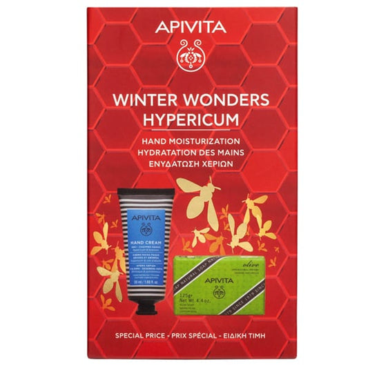 Apivita Winter Wonders Hypericum Promo Hand Cream, 50ml & Natural Soap, 125gr  1 set