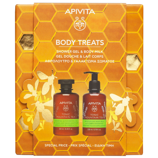 Apivita Body Treats Promo with Tonic Mountain Tea Shower Gel, 250ml & Tonic Mountain Body Milk, 200ml  1 set