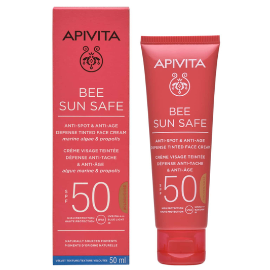 Apivita Bee Sun Safe Anti-Spot & Anti-Age Defense Tinted Face Cream Golden SPF50  50 ml
