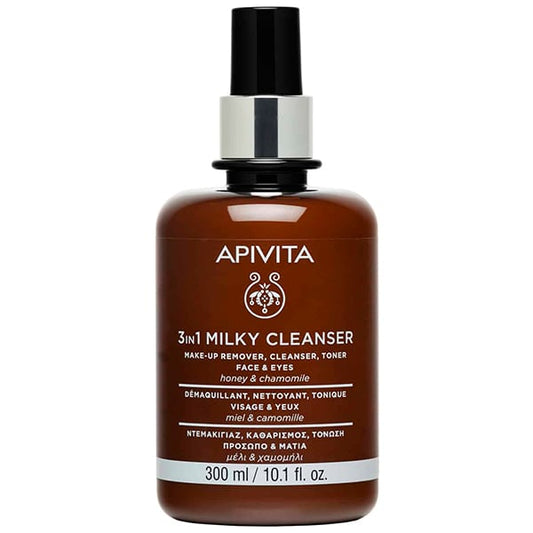 Apivita Cleansing Milk 3 in 1 with Chamomile & Honey for Face & Eyes  300 ml