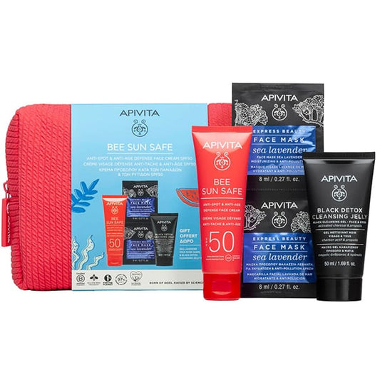 Apivita Promo Bee Sun Safe Anti Spot & Anti Age Defense Face Cream SPF50+, 50ml & Black Detox Cleansing Jelly, 50ml & Express Beauty Face Mask Sea Lavender, 2x8ml  1 set