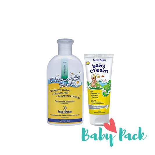 Frezyderm Baby Pack with Baby Cream Nappy Rash Cream, 175ml & Baby Chamomile Bath  200 ml
