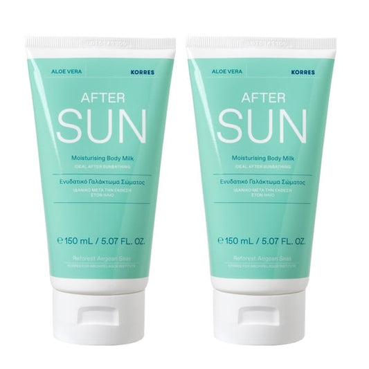 2 x Korres After Sun Moisturising Body Milk Aloe Vera  2 x 150ml
