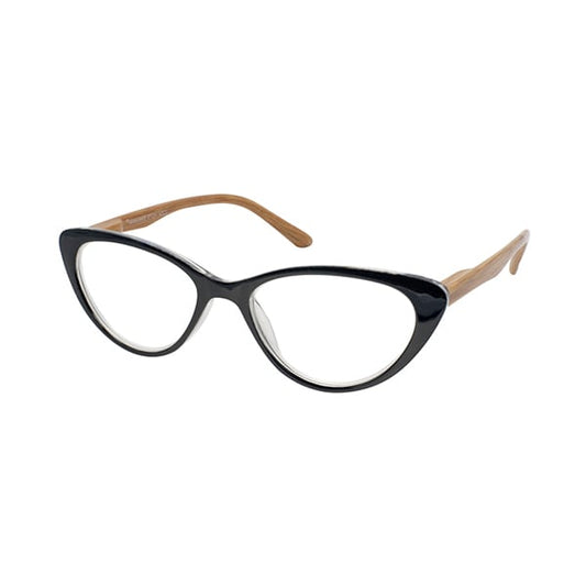 Eyelead E204 Women's Presbyopia Glasses Black with Wooden Arm Effect Bone  1 copë