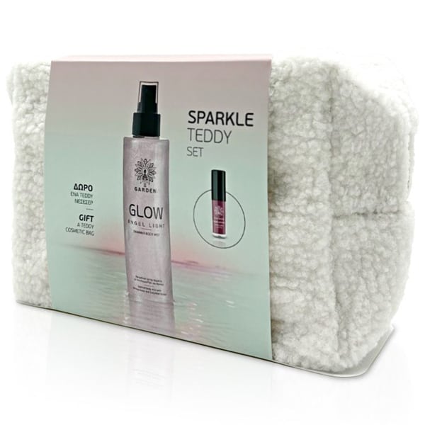 Garden Sparkle Teddy Glow Angel Light Body Mist Silver Rose Shimmer, 200ml, Mini Liquid Matte Lipstick Dark Cherry, 2ml & Free Teddy Bag, 1pc  1 set