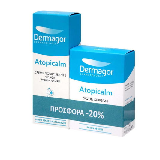 Dermagor Promo (-20%) Atopicalm Nourishing Face Cream, 40ml & Ultra-Rich Soap Dry Skin, 150g  1 set