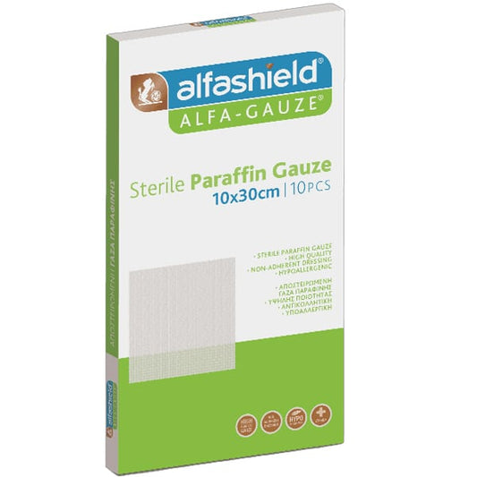 Alfashield Alfa-Gauze Sterile Paraffin Sterile Gauze 10x30cm  10 copë