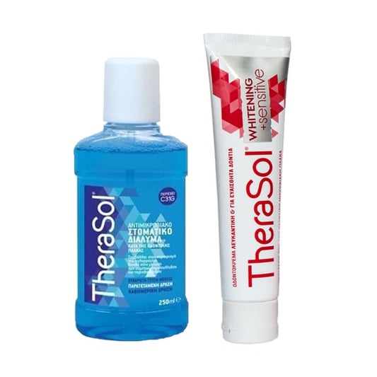 TheraSol Promo Pack with Mouthwash Peppermint, 250ml & Whitening Toothpaste for Sensitive Teeth, 75ml  1 set