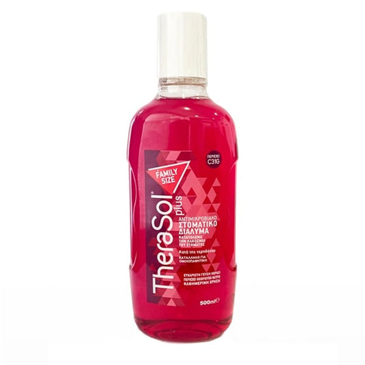 TheraSol Plus Family Size Antimicrobial Mouthwash Cherry Flavor  500 ml