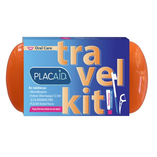 Plac Aid Travel Kit with Toothbrush, 1pc, Forhans Toothpaste, 12.5ml & Dental Floss with Handle, 1pc  1 set - Portokalli