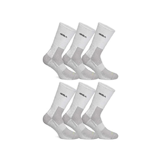 GSA Organic Plus[+] 3646 Men’s Fully Cushioned Performance Crew Eco-friendly Socks  Pako me 6 copë - 52 copë të bardha-gri