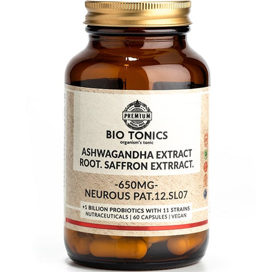 Bio Tonics Ashwagandha & Root Saffron Extract 650mg  60 kapele