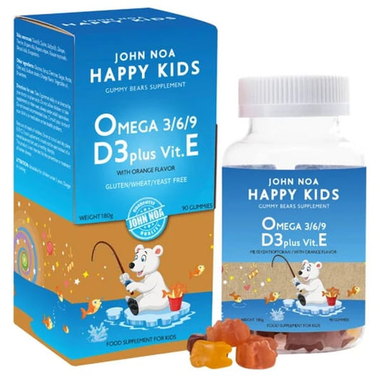 John Noa Happy Kids Omega 3/6/9 D3 Plus Vit E  90 karamele