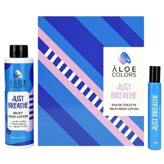 Aloe Colors Just Breathe Gift Set 2024 with Just Breathe Milky Body Lotion, 150ml & Just Breathe Eau De Toilette, 10ml  1 set