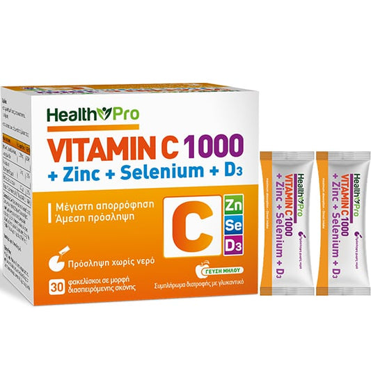 Health Pro Vitamin C 1000mg+Zinc+Selenium+D3  30 bustina