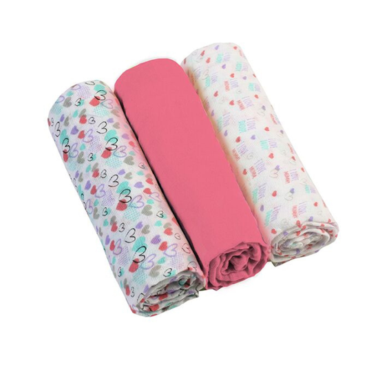 BabyOno Soft Muslin Nappies  3 copë - Rozë