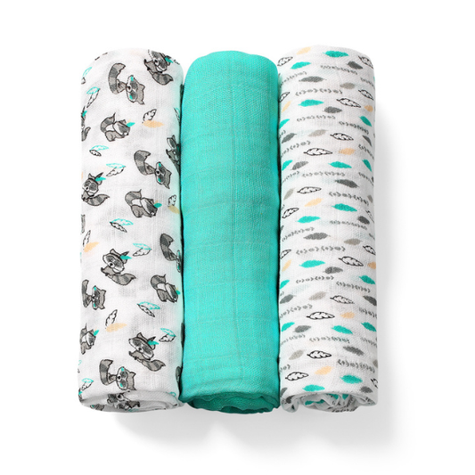 Babyono Set Soft Muslin Diapers from Bamboo & Cotton  3 copë - Bruz
