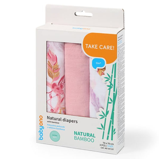 Babyono Bamboo Natural Bamboo Diapers (70x70cm) 3pcs  1 set
