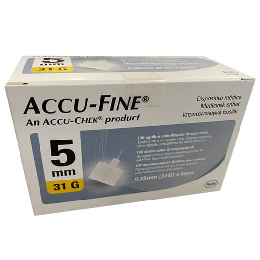 Roche Accu Chek Accu-Fine 0.25mm (31G) x 5mm Sterile Lancets for Insulin Pen  100 copë