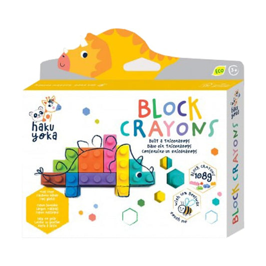 Haku Yoka Block Crayons Set of Crayons - Blocks  set - Triceratops