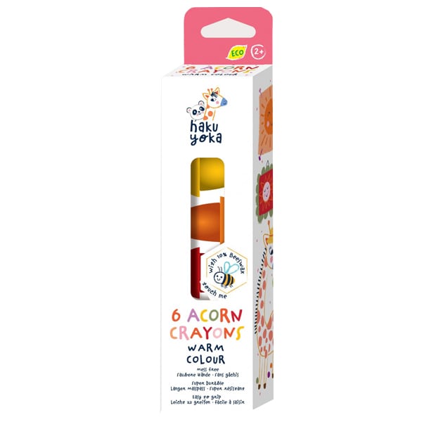 Haku Yoka 6 Acorn Crayons Acorn Shape Crayons, 6pc  1 set - Ngjyrë e ngrohtë