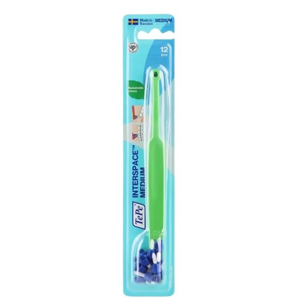 TePe Interspace Medium Single Tuft Angled Toothbrush with 12 Brushes  1 copë - Jeshile