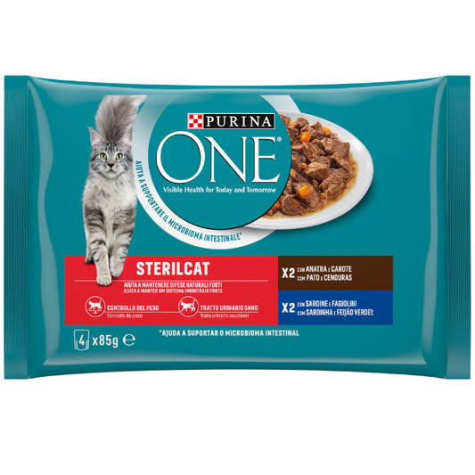 Purina One Sterilcat Food for Adult Neutered Cats with Duck & Sardines  4x85g