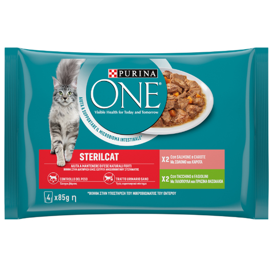 Purina One Sterlicat Food for Adult Neutered Cats with Salmon & Turkey  4x85g