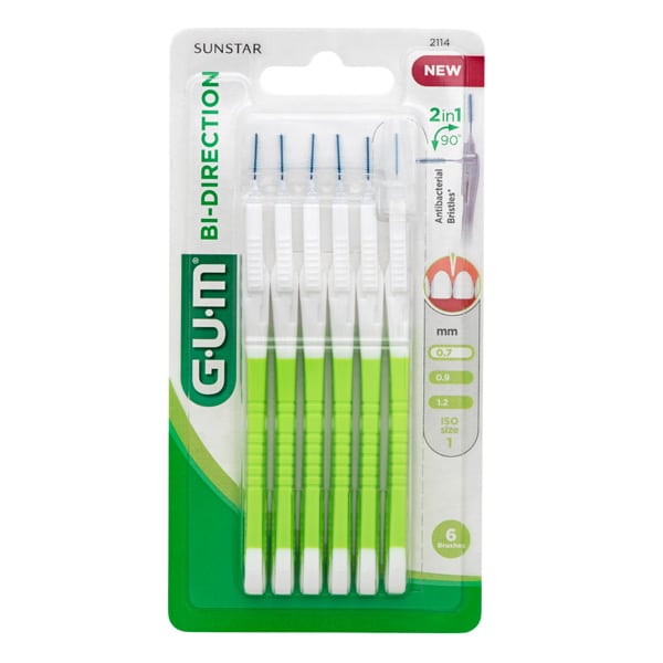 Gum Bi-Directional Ultra Fine 0.7mm Interdental Brushes  6 copë