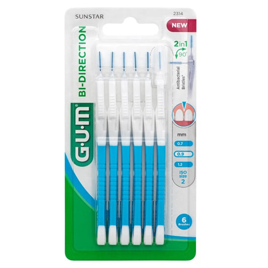 Gum Bi-Directional Micro Fine 0.9mm Interdental Brushes  6 copë