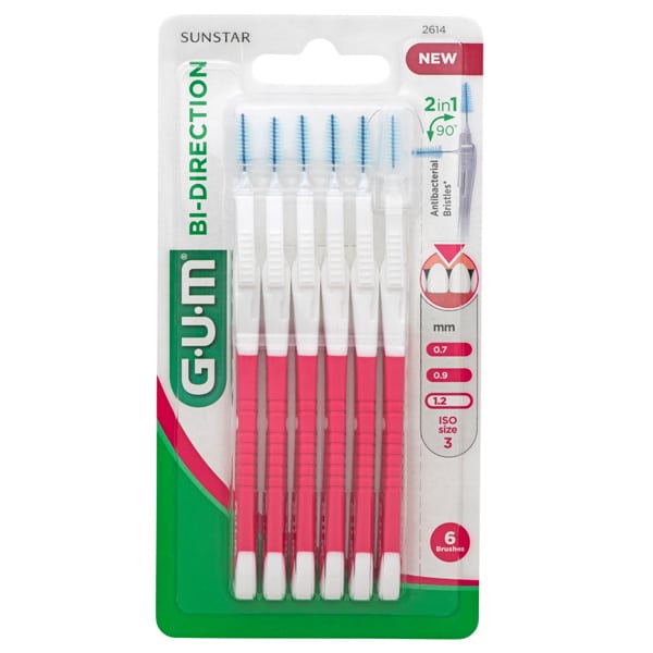 Gum Bi-Directional Fine 1.2mm Interdental Brushes  6 copë