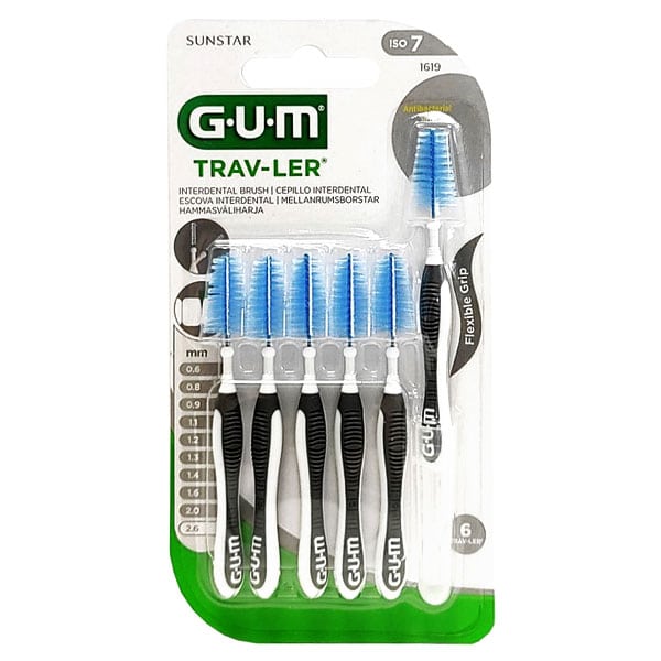 Gum Trav-ler Interdental Brush 2.6mm Grey  6 copë
