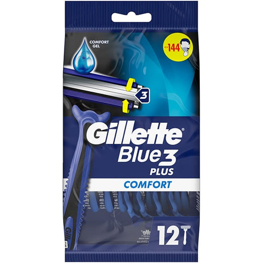 Gillette® Blue 3 Plus Comfort Disposable Razors with 3 Blades & Lubricating Tape  12 copë