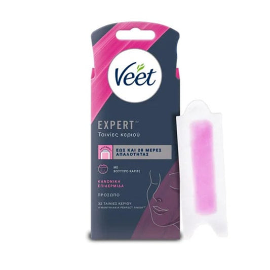 Veet Expert Hair Removal Cold Wax Strips Face Normal Skin  32 copë