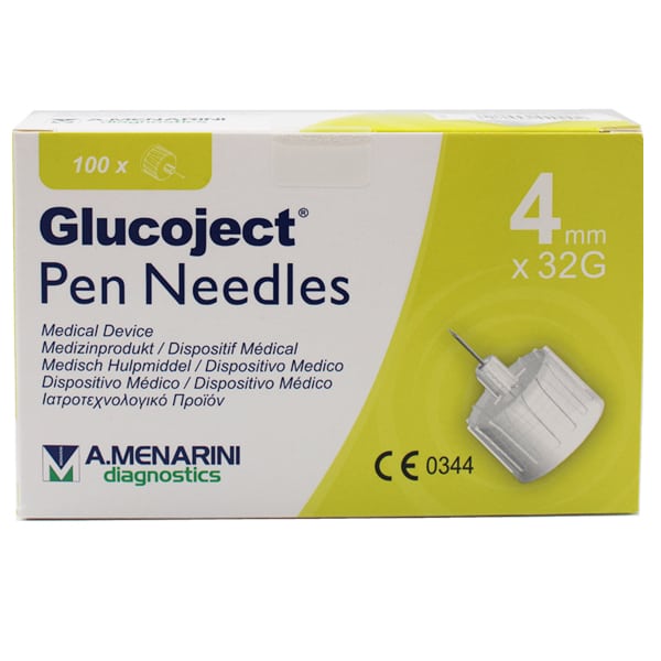 Menarini Glucoject Pen Needles 4mm x 32g  100 copë