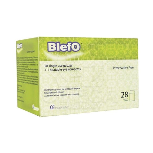 Blefo Single Use Eye Gauges, 28pcs & Heatable Eye Compress 1pc  1 set