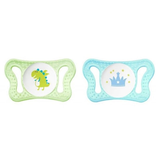 Chicco Physio Micro 0-2m Silicone Teat Soother  2 copë - Blu e çelët-Jeshile