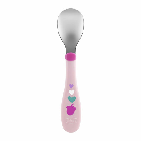 Chicco Metal Cutlery Fork Spoon 18m+  2 copë - Rozë